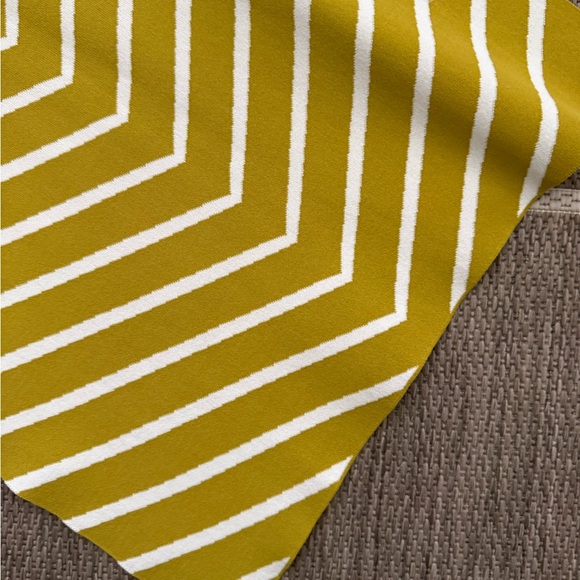 NWT Staud Long Sleeve Castle Midi Dress Chartreuse Chevron Small Heart Cutout - Picture 6 of 10